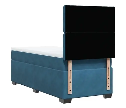 Atsperu Gulta Ar Matraci, Zils Samts, 90X190 Cm Vidaxl