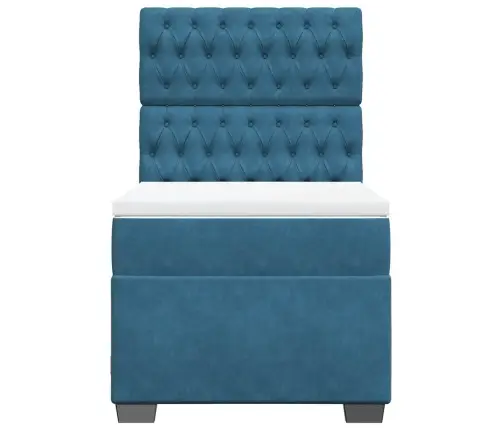 Atsperu Gulta Ar Matraci, Zils Samts, 90X190 Cm Vidaxl