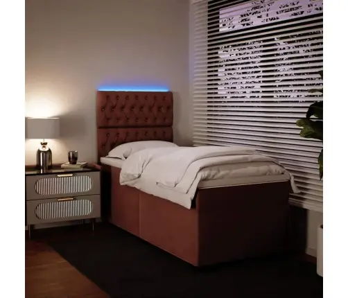 Atsperu Gulta Ar Matraci, Rozā Samts, 90X190 Cm Vidaxl