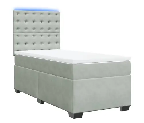 Atsperu Gulta Ar Matraci, Gaiši Pelēka Samts, 90X190 Cm Vidaxl