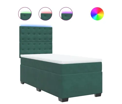 Atsperu Gulta Ar Matraci, Tumši Zaļš Samts, 90X190 Cm Vidaxl