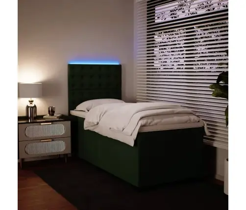 Atsperu Gulta Ar Matraci, Tumši Zaļš Samts, 90X190 Cm Vidaxl