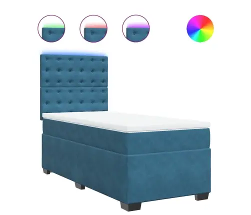 Atsperu Gulta Ar Matraci, Zils Samts, 90X190 Cm Vidaxl