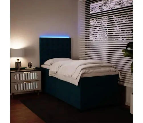 Atsperu Gulta Ar Matraci, Zils Samts, 90X190 Cm Vidaxl