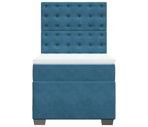 Atsperu Gulta Ar Matraci, Zils Samts, 90X190 Cm Vidaxl