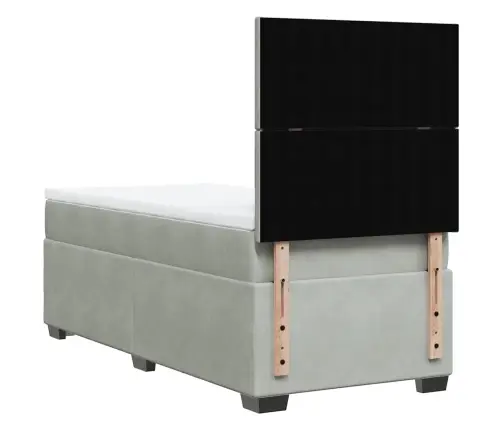 Lova Su Spyruoklėmis Ir Čiužiniu, Pilka, 90X200 cm Aksomas