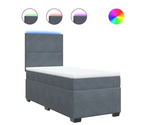 Atsperu Gulta Ar Matraci, Tumši Pelēka Samts, 90X200 Cm Vidaxl