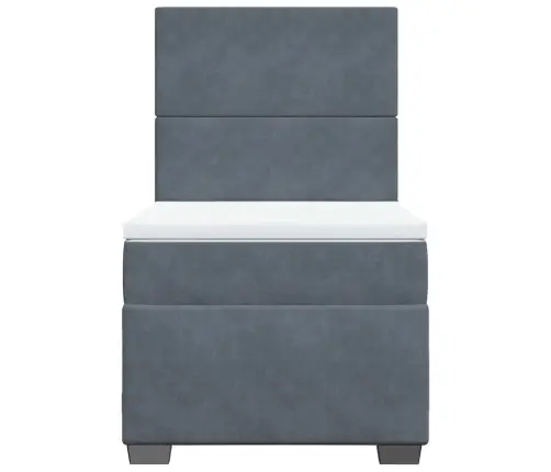 Atsperu Gulta Ar Matraci, Tumši Pelēka Samts, 90X200 Cm Vidaxl