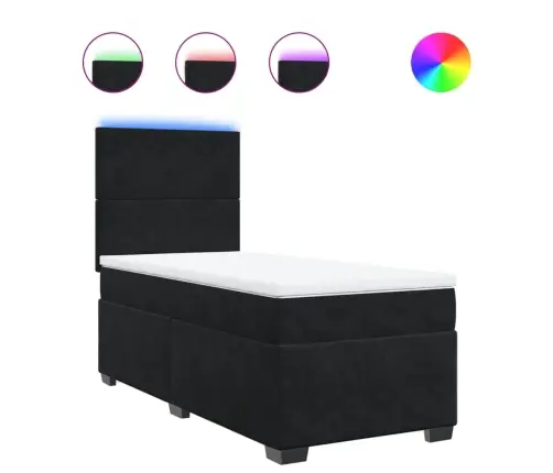 Atsperu Gulta Ar Matraci, Melna Samts, 90X200 Cm Vidaxl