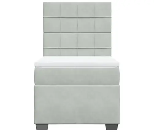 Atsperu Gulta Ar Matraci, Gaiši Pelēka Samts, 90X200 Cm Vidaxl