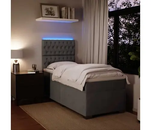 Atsperu Gulta Ar Matraci, Tumši Pelēka Samts, 90X200 Cm Vidaxl