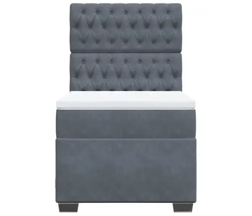 Atsperu Gulta Ar Matraci, Tumši Pelēka Samts, 90X200 Cm Vidaxl