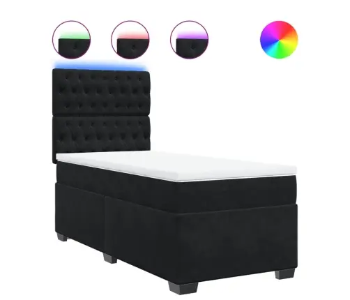 Atsperu Gulta Ar Matraci, Melna Samts, 90X200 Cm Vidaxl