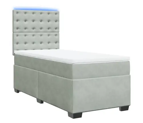 Atsperu Gulta Ar Matraci, Gaiši Pelēka Samts, 90X200 Cm Vidaxl