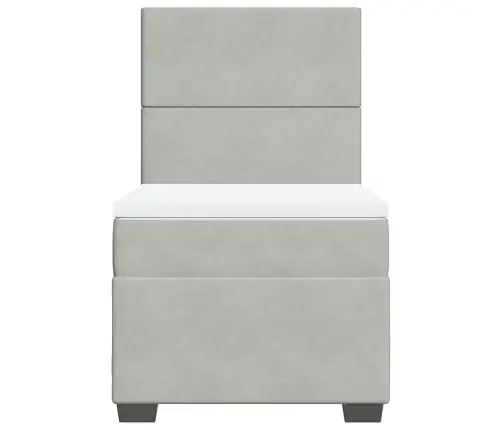 Atsperu Gulta Ar Matraci, Gaiši Pelēka Samts, 100X200 Cm Vidaxl