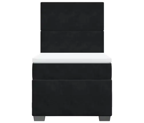 Atsperu Gulta Ar Matraci, Melna Samts, 100X200 Cm Vidaxl