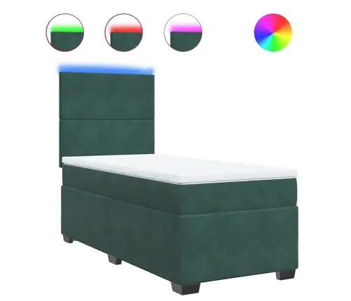 Atsperu Gulta Ar Matraci, Tumši Zaļš Samts, 100X200 Cm Vidaxl