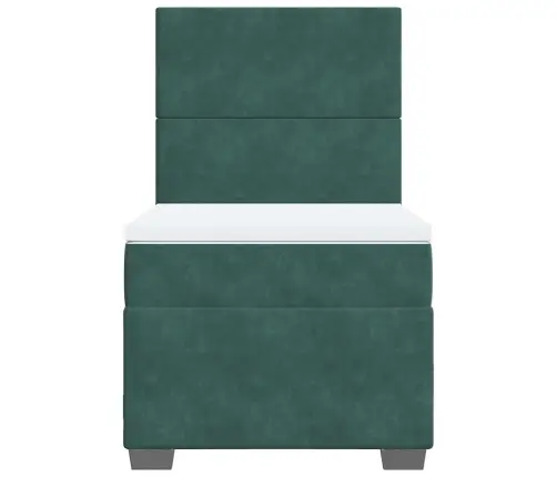 Atsperu Gulta Ar Matraci, Tumši Zaļš Samts, 100X200 Cm Vidaxl