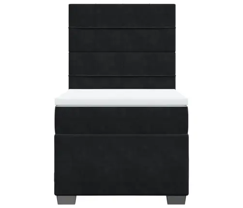 Atsperu Gulta Ar Matraci, Melna Samts, 100X200 Cm Vidaxl