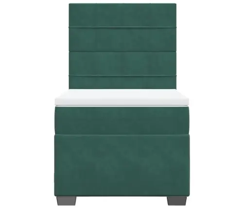 Atsperu Gulta Ar Matraci, Tumši Zaļš Samts, 100X200 Cm Vidaxl