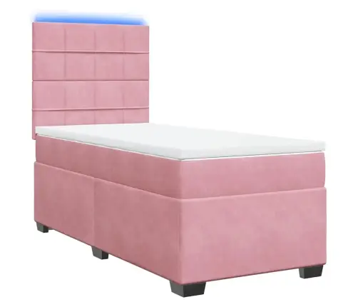 Atsperu Gulta Ar Matraci, Rozā Samts, 100X200 Cm Vidaxl