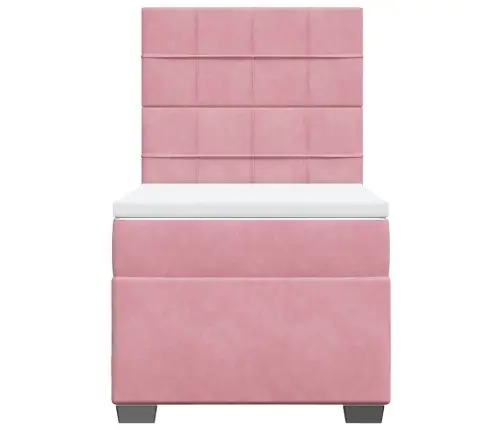 Atsperu Gulta Ar Matraci, Rozā Samts, 100X200 Cm Vidaxl