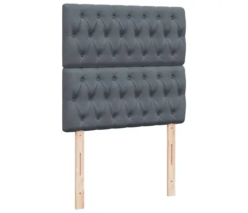 Lova Su Spyruoklėmis Ir Čiužiniu, Pilka, 100X200 cm Aksomas