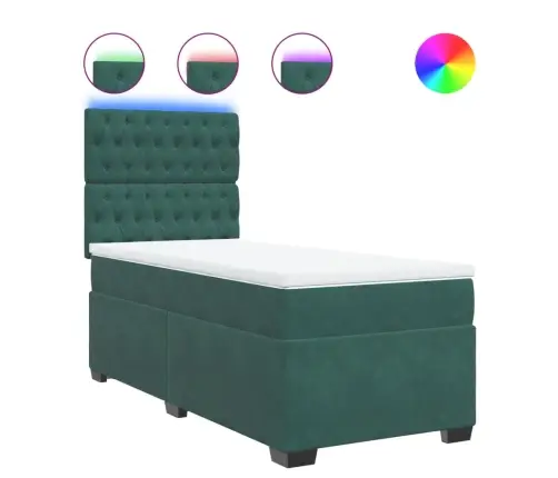 Atsperu Gulta Ar Matraci, Tumši Zaļš Samts, 100X200 Cm Vidaxl