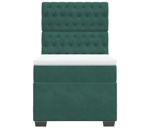 Atsperu Gulta Ar Matraci, Tumši Zaļš Samts, 100X200 Cm Vidaxl