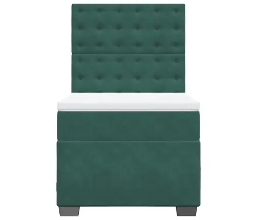 Lova Su Spyruoklėmis Ir Čiužiniu, Žalia, 100X200 cm Aksomas