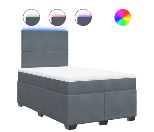 Atsperu Gulta Ar Matraci, Tumši Pelēks Samts, 120X190 Cm Vidaxl