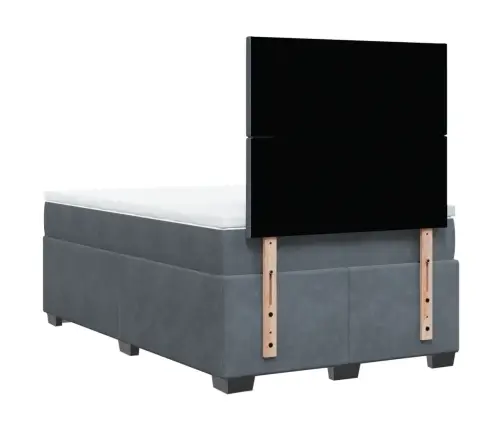 Atsperu Gulta Ar Matraci, Tumši Pelēks Samts, 120X190 Cm Vidaxl