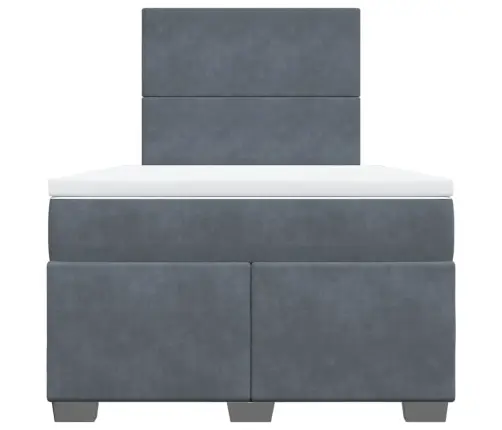 Atsperu Gulta Ar Matraci, Tumši Pelēks Samts, 120X190 Cm Vidaxl