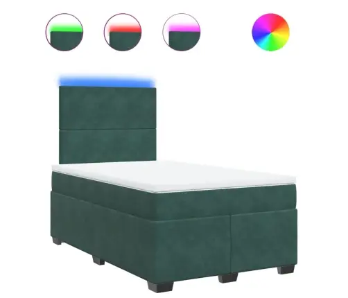 Atsperu Gulta Ar Matraci, Tumši Zaļš Samts, 120X190 Cm Vidaxl