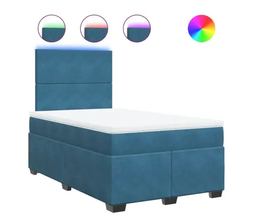 Atsperu Gulta Ar Matraci, Zils Samts, 120X190 Cm Vidaxl