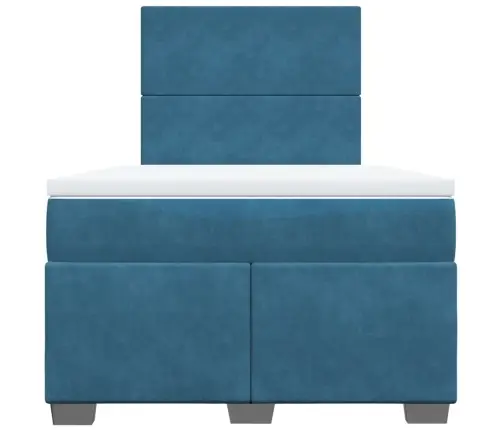 Atsperu Gulta Ar Matraci, Zils Samts, 120X190 Cm Vidaxl