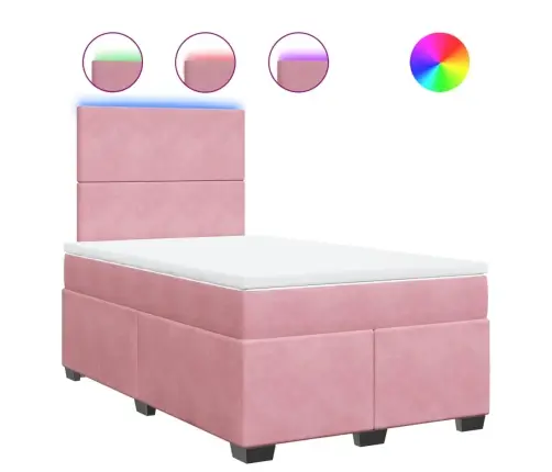 Atsperu Gulta Ar Matraci, Rozā Samts, 120X190 Cm Vidaxl