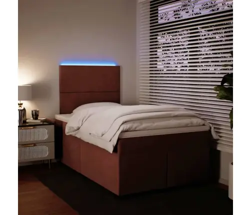 Atsperu Gulta Ar Matraci, Rozā Samts, 120X190 Cm Vidaxl