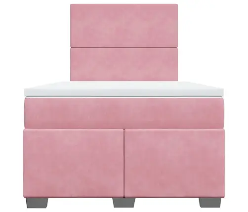 Atsperu Gulta Ar Matraci, Rozā Samts, 120X190 Cm Vidaxl