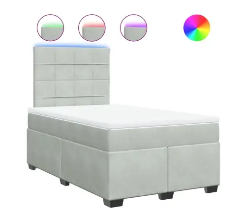 Kontinentaalvoodi Madratsiga, Helehall, 120 X 190 cm Samet