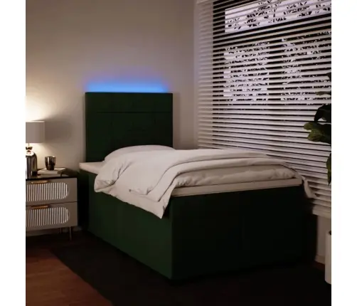 Atsperu Gulta Ar Matraci, Tumši Zaļš Samts, 120X190 Cm Vidaxl