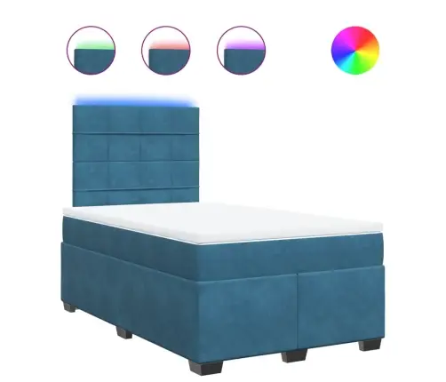 Atsperu Gulta Ar Matraci, Zils Samts, 120X190 Cm Vidaxl