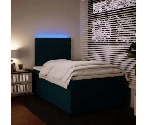 Atsperu Gulta Ar Matraci, Zils Samts, 120X190 Cm Vidaxl