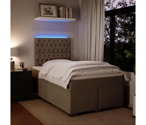 Lova Su Spyruoklėmis Ir Čiužiniu, Pilka, 120X190cm Aksomas