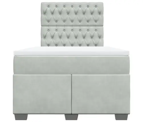 Lova Su Spyruoklėmis Ir Čiužiniu, Pilka, 120X190cm Aksomas