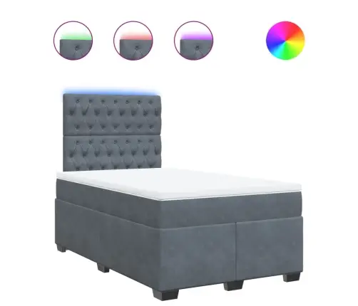 Atsperu Gulta Ar Matraci, Tumši Pelēks Samts, 120X190 Cm Vidaxl