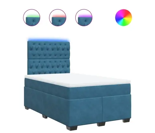 Atsperu Gulta Ar Matraci, Zils Samts, 120X190 Cm Vidaxl