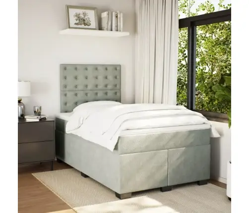 Kontinentaalvoodi Madratsiga, Helehall, 120 X 190 cm Samet