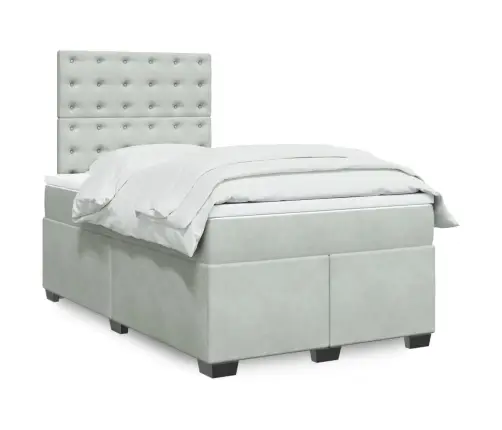 Kontinentaalvoodi Madratsiga, Helehall, 120 X 190 cm Samet