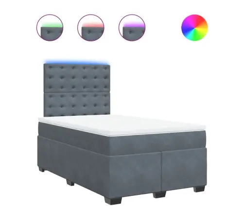 Atsperu Gulta Ar Matraci, Tumši Pelēks Samts, 120X190 Cm Vidaxl